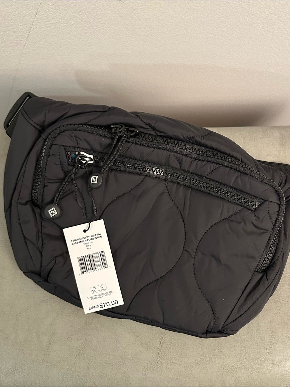 Vera Bradley Black Featherweight Quilted Belt Bag NEW $70